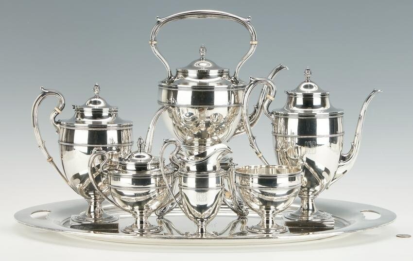 Gorham Sterling Silver Tea Set & Tray, 7 pcs