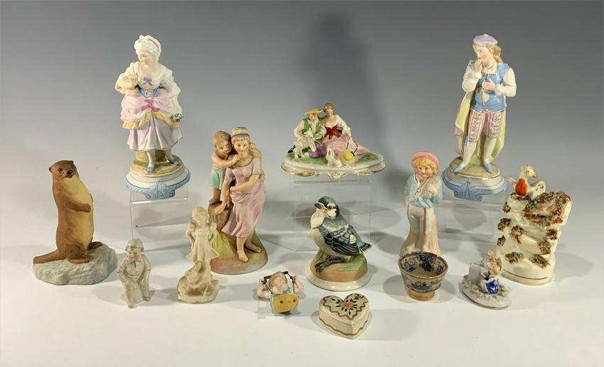 Group of 14 Porcelain Figurines etc.