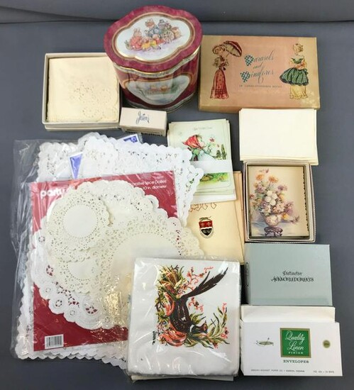 Group of Paper Doilies, Stationery, Envelopes + more