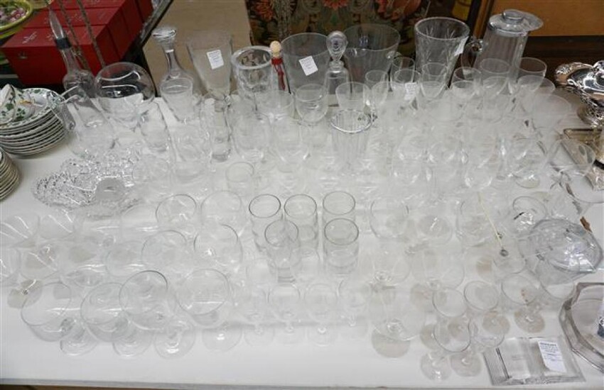 Group with Crystal and Glass, including Decanters, Vases, Stems and Kitchen Glassware