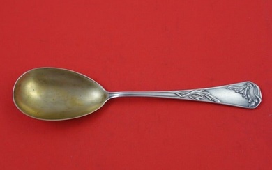 Hermann Konejung German .800 Silver Preserve Spoon Gold Washed with Daisy 7 1/2"