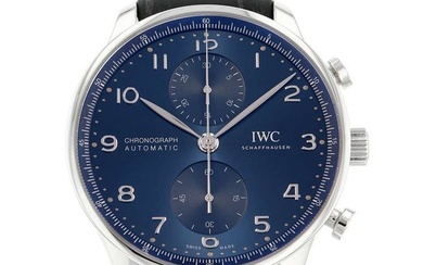 IWC Portugieser Chronograph IW371606 Blue Dial Automatic See-through back