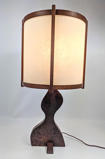 In the style of GEORGE NAKASHIMA Table Desk Lamp. Unusu