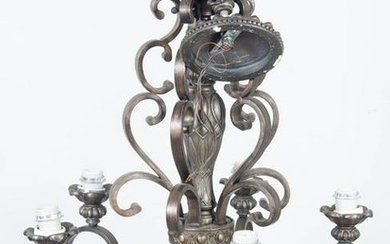 Italian style bronze finished 5 light chandelier