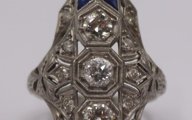 JEWELRY. Art Deco Platinum Diamond and Gem