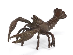 Japanese patinated bronze lobster, 9.5cm in length