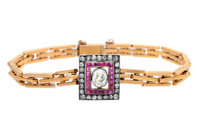 Jewellery Bracelet BRACELET, 14K gold/silver, antique oval-cut diamond approx. 0,...