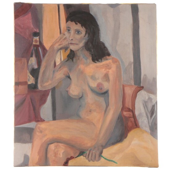 Jon Scharlock Reclining Female Nude Oil Painting, Late 20th Century