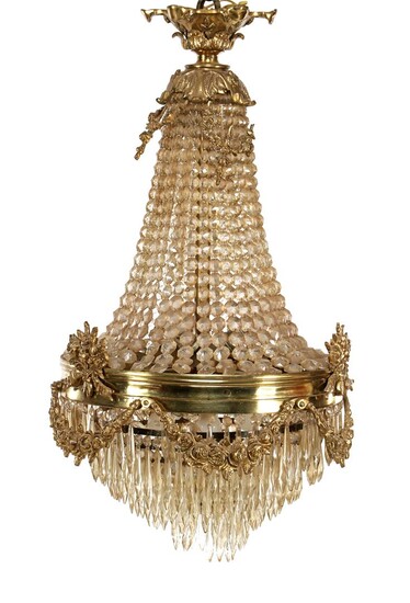 (-), Classic chandelier with many crystal icicles, approx....