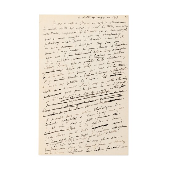 Manuscrit autographe (fragment pour "La Révolte des anges"). [avant 1914]. 24 p. en un vol. in-folio., France, Anatole