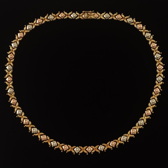 Ladies' Vintage Italian Tri-Color Gold Chocker Necklace