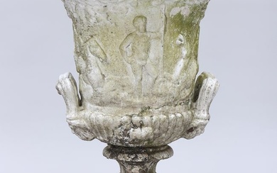 Large Cast Stone Neoclassical-Style Footed Urn