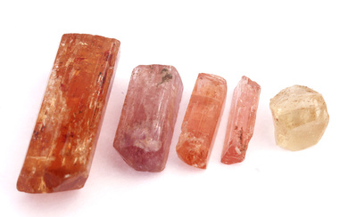 Lot 5 loose Imperial topaz rough stones , approx. 74.4...