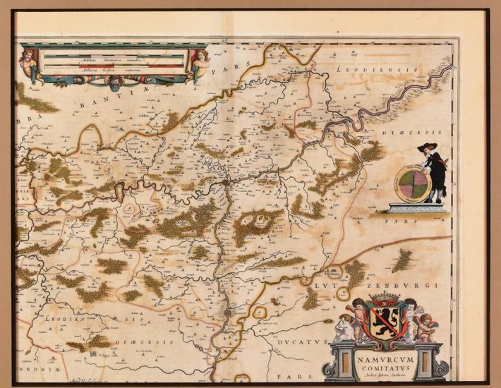 Lot of 2 maps. 1. Surhon, J. - Namurcum comitatus. Engr., 38,5 x 52 cm, partially coloured (centerfo