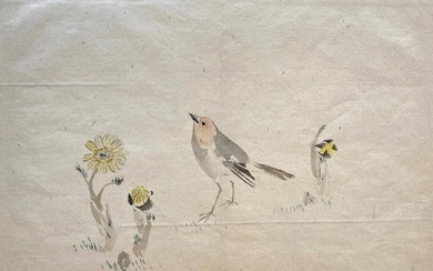 Lot of 3 anonymous drawings of birds, 31x21, 31x24 and...