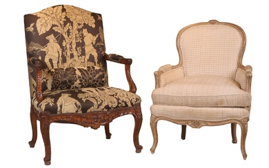 Louis XV Style Carved Walnut Open Armchair