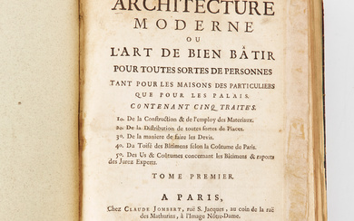 MODERN ARCHITECTURE OR THE ART OF BIEN BATIR by BRISEUX, Paris 1728, with plates.