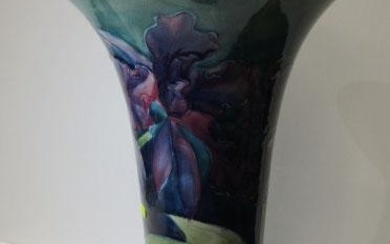 MOORCROFT, an impressive "Purple Orchid" pattern splayed rim 16.5"...