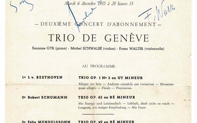 MUSIC - GYR Suzanne (1899 - 1974) - Printed concert program signed