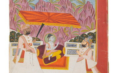 Maharajah Man Singh (reg. 1804-43) visiting the sage Jallandharnath Jodhpur,...