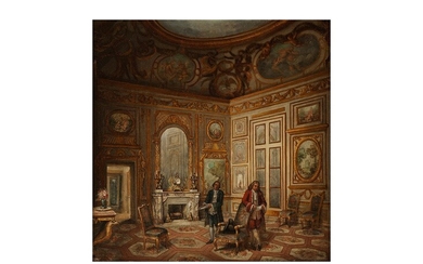 Maler des 19. Jahrhunderts, PRUNKVOLLES INTERIEUR EINES RAUMES DES HOTELS DE LAUZUN IN PARIS