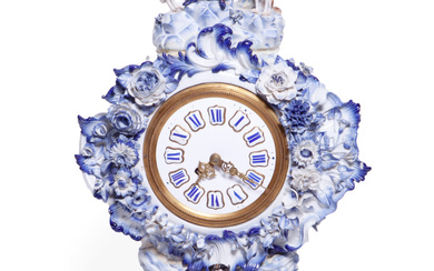 Meissen Blue and White Antique Porcelain Mantel Clock