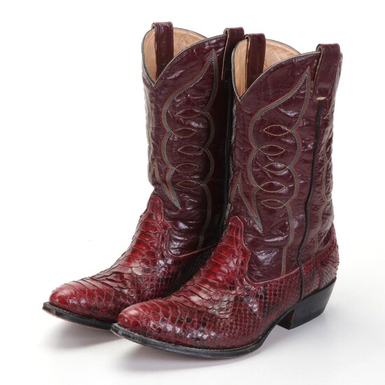 Men's El Rudo Cowboy Boots With Croc-Embossed Leather and Multicolor Stitching
