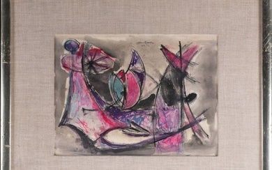 Mid Century Modern Abstract Signed illegible