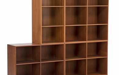 SOLD. Mogens Koch: A teak wall unit comprising three 1/1 bookcases, a 1/2 bookcase and a matching plinth. (5) – Bruun Rasmussen Auctioneers of Fine Art