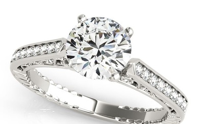 Natural 1.1 CTW Diamond Engagement Ring 14K White Gold