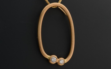 Necklace with pendant with diamonds, 14 kt. gold