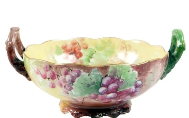 Nippon Style Ceramic Painted Bowl with Fruit Motif, Early 20th Century