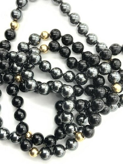 Onyx & Hematite Beaded Necklace