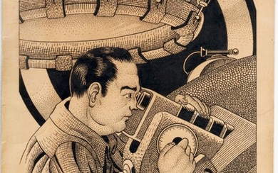 Original John Grossman Science Fiction Illustration, "Microcosmic God"