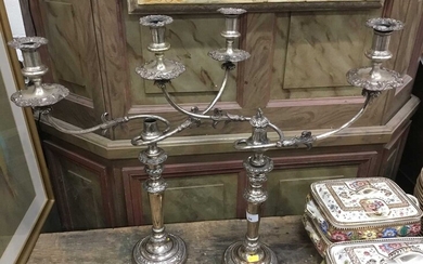 Pair 19th century silver plated candelabra