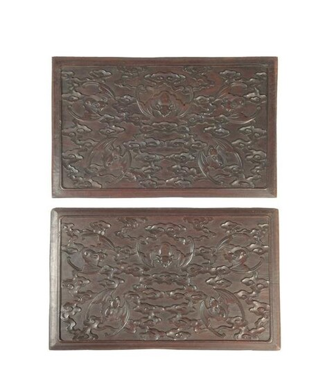 Pair of Chinese Carved Hardwood Panels, 19th Century