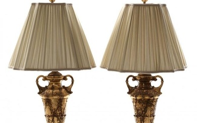 Pair of Classical Style Gilt Metal Urn Form Table Lamps