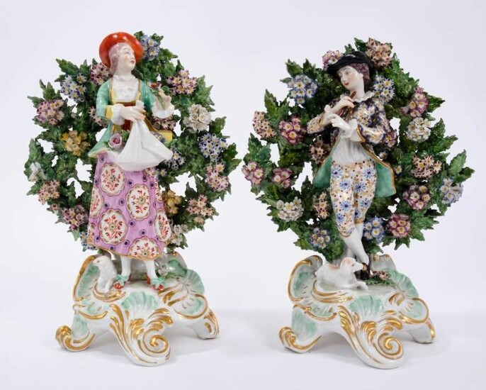 Pair of Continental porcelain figures in Derby style