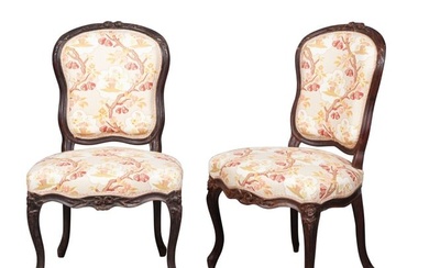 Pair of Louis XV Provincial Carved Walnut Side Chairs Mid-18th century