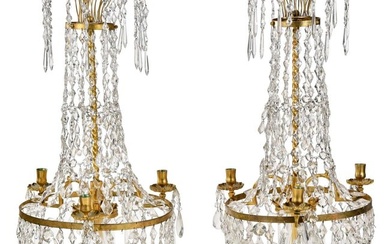 Pair of Louis XVI Style Crystal Candelabras
