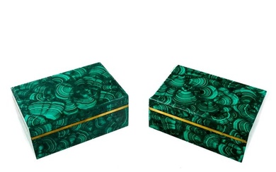 Pair of Malachite & Gilt Bronze Boxes