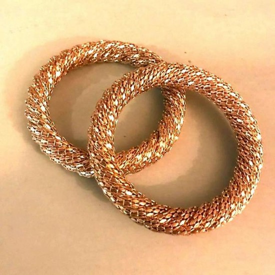Pair of Modern Woven Gold Plated Fashion Bangle