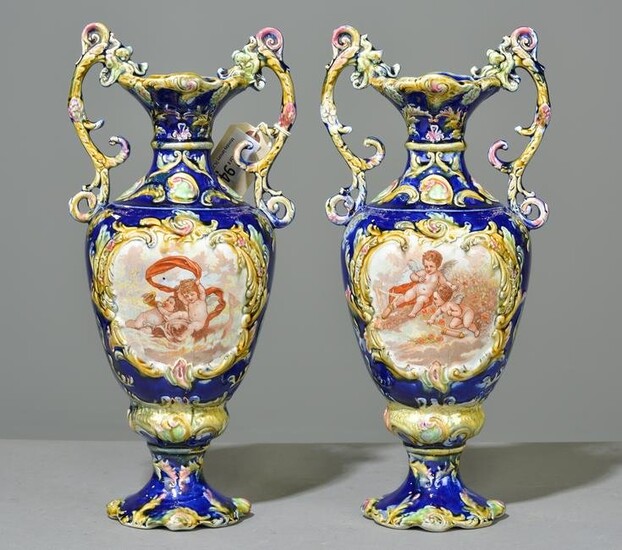 Pair of Tall Staffordshire Vases