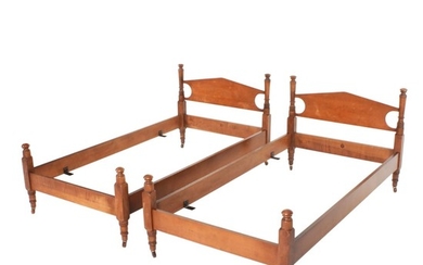 Pair of Walnut Twin Beds, Early 20th Century
