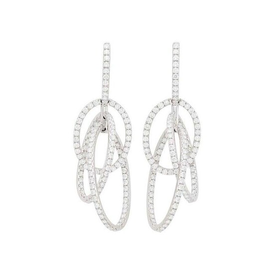 Pair of White Gold and Diamond Pendant-Earrings