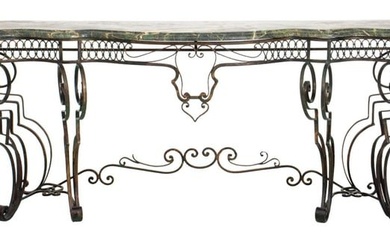Poillerat Style French Marble Metal Console Table