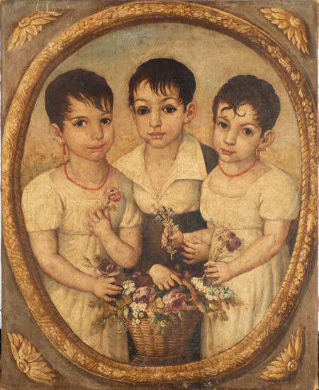 Portrait of children, 19th century Cuban or Spanish school