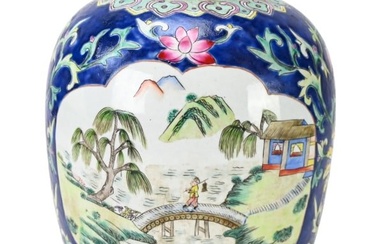Qing Dynasty Style Painted Porcelain Ginger Jar