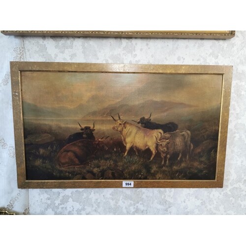 R. S. Mott 1881 Highland Cattle Oil on Canvas {52 cm H x ...