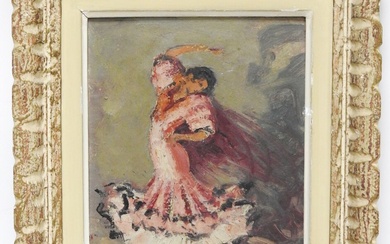 RÉGNAULT Georges (1898-1979) La danseuse de Flamenco Huile sur carton Signée en bas à gauche...